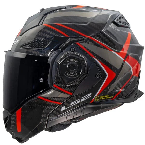ls2 cabrio carbon fiber open face helmet xl LS2 FF901 Advant X Carbon Future II Matt Red Helmet – LazyAssBikers