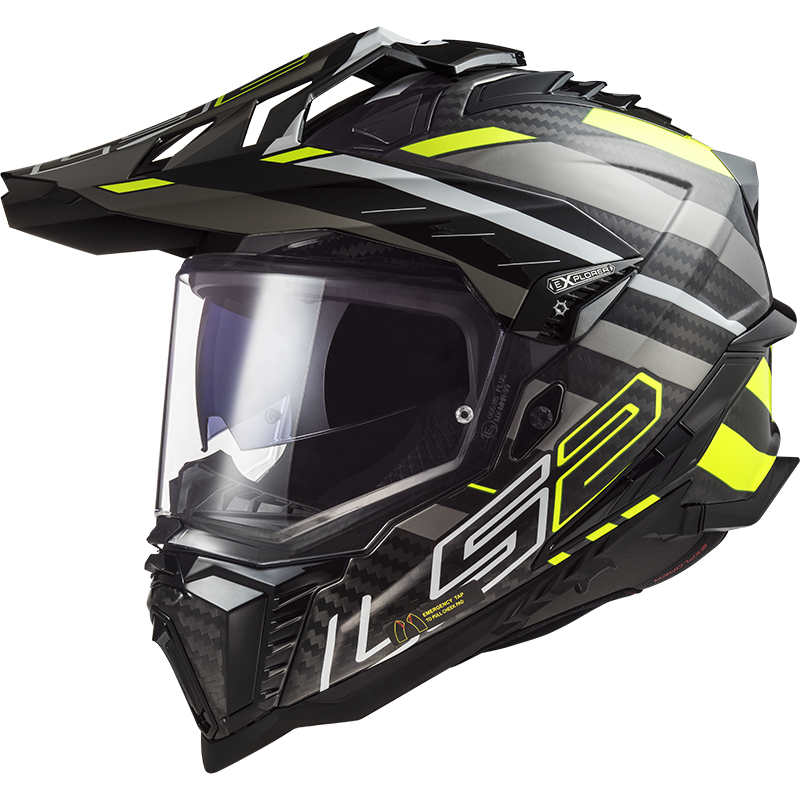 LS2 MX701 Explorer Carbon Edge - Black HV Yellow Gloss - Helmet
