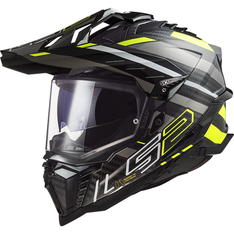 LS2 MX701 Explorer Carbon Edge - Black HV Yellow Gloss - Helmet