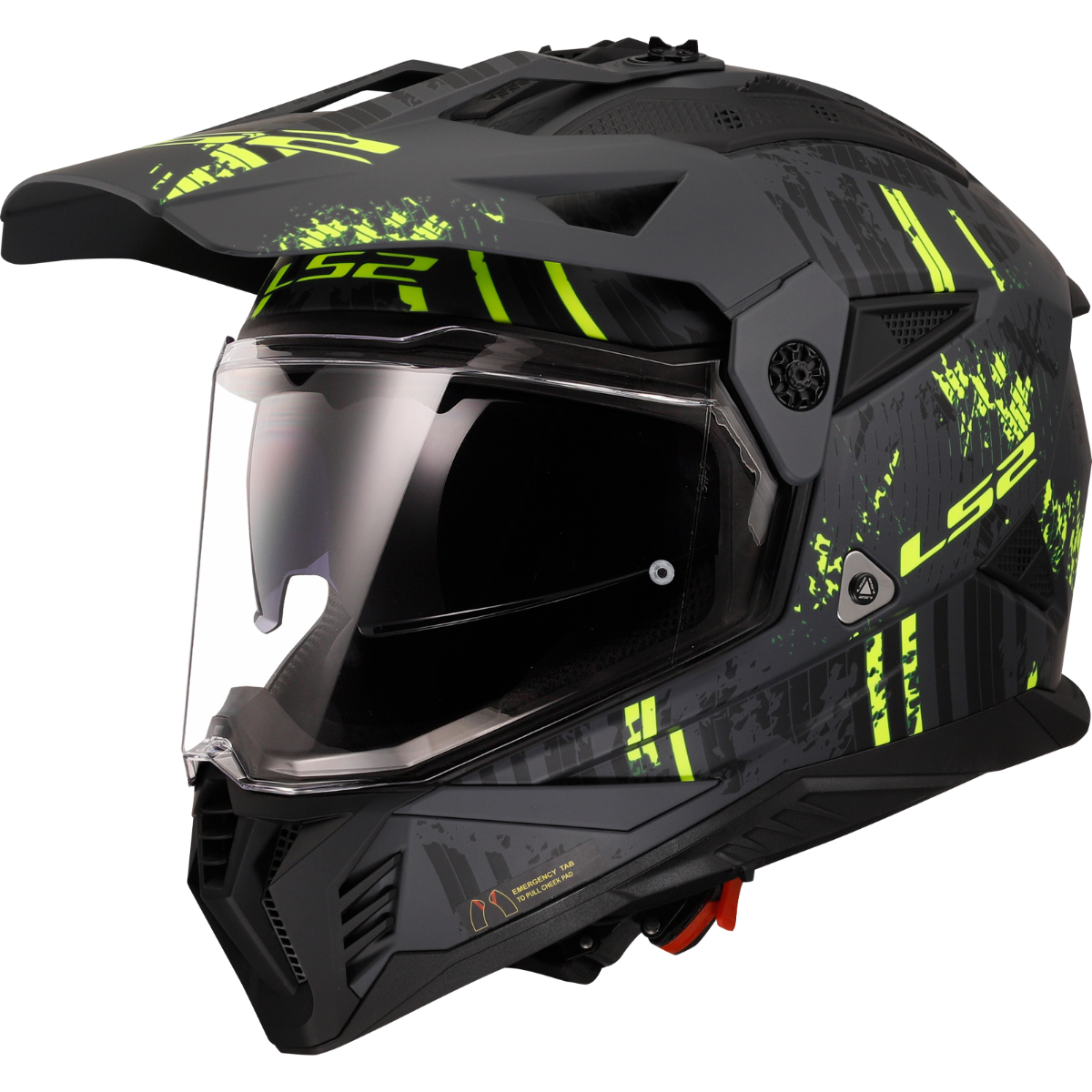 LS2 MX436 Pioneer II Crazy Black Hiviz Yellow Matt Helmet