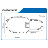Oxford Retra Cable 75cm Black (LK100)