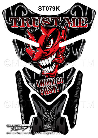 Motographix Trust Me I Wont Go Fast Black/Red Motorcycle Tank Pad Protector