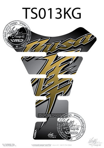 Motografix Suzuki Hayabusa Silver / Gold Tank Pad Protector 3D Gel (TS013KG)