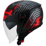 KYT D-City Open Face Lucent Black Red Gloss