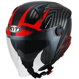 KYT D-City Open Face Lucent Black Red Gloss