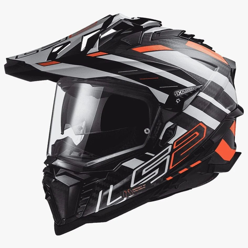 LS2 MX701 Explorer Carbon Edge Fluoro Orange Gloss Helmet – LazyAssBikers
