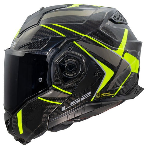 ls2 cabrio carbon fiber open face helmet xl LS2 FF901 Advant X Carbon Future II HiViz Yellow Helmet – LazyAssBikers