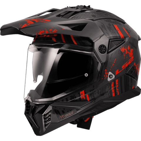 LS2 MX436 Pioneer II Crazy Gloss Black Red