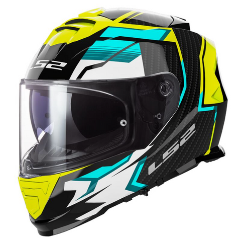 LS2 FF800 Storm II Tracker - Black HiViz Yellow Gloss Helmet (D Ring)