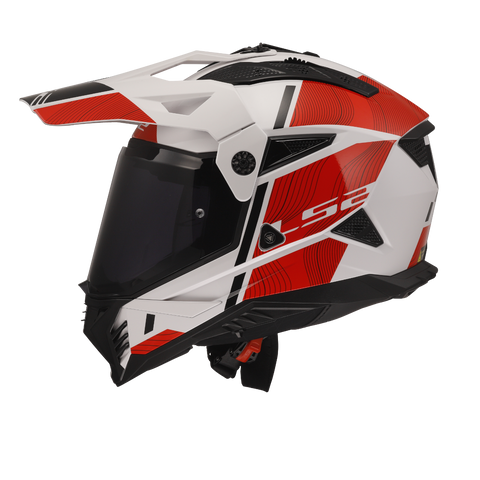 LS2 MX436 Pioneer II Hill White Red Gloss Helmet