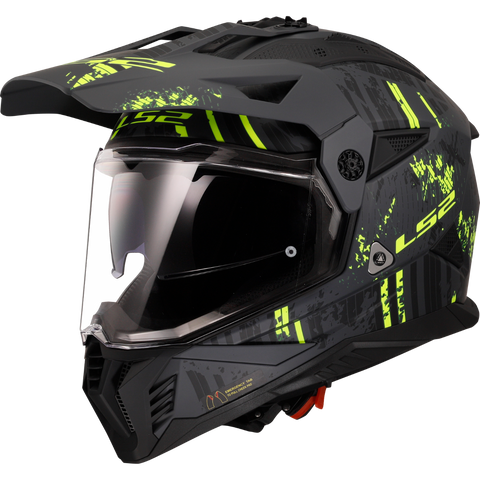 LS2 MX436 Pioneer II Crazy Black Hiviz Yellow Matt Helmet