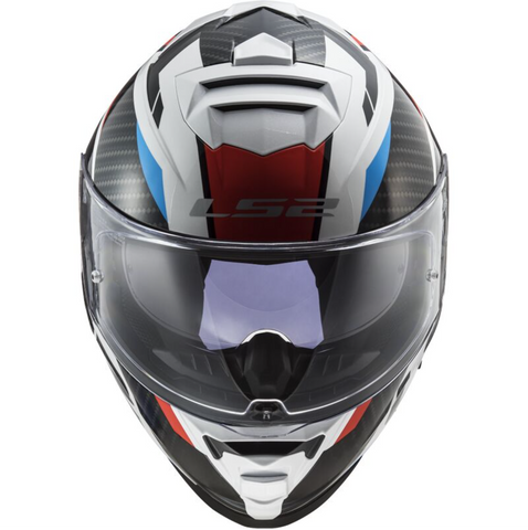 ls2 blue white red helmet LS2 FF800 Storm II Racer Red Blue White Gloss Helmet – LazyAssBikers