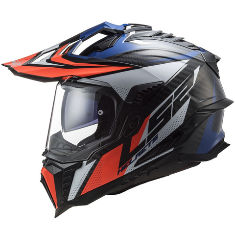 LS2 MX701 Explorer Carbon Focus - Blue White Red Gloss - Helmet