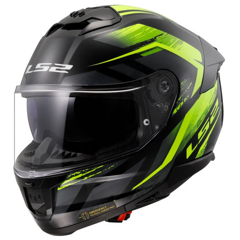 LS2 Stream II Fury Black HiViz Yellow Gloss (D Ring) Helmet