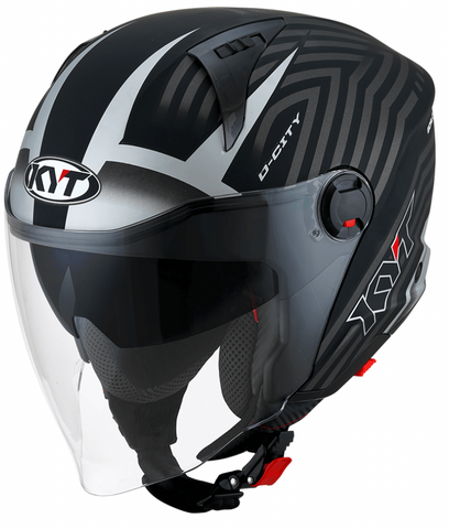KYT D-City Open Face Lucent Matt Black Silver