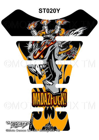 Motografix Mad Az F**K Gashead Yellow / Black Universal Motorcycle Tank Pad