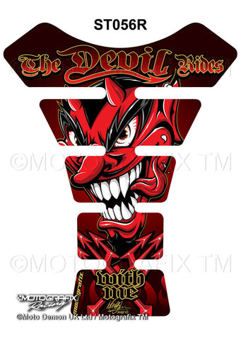 Motographix Devil Rides With Me Red Motorcycle Tank Pad Protector